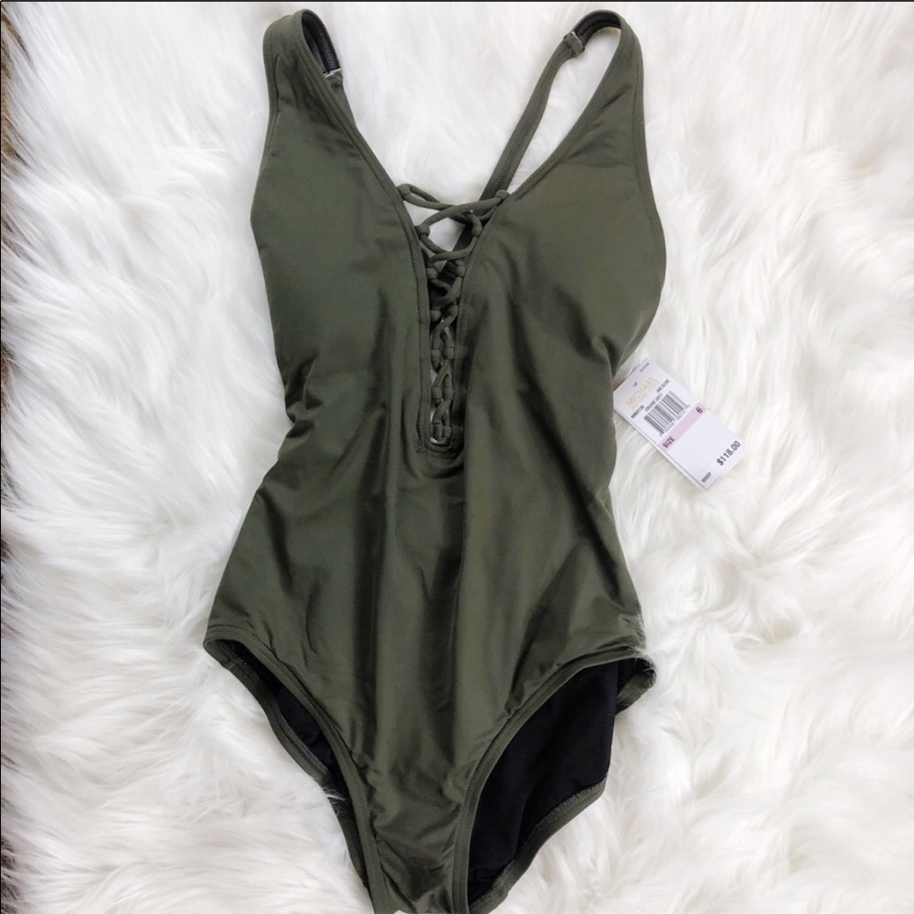 **LAST ONE Michael Kors One Piece Plunge Swimsuit - Picture 3 of 4